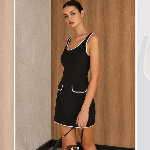NWT COMMENSE Contrast Trim Piping Mini Dress - Small - Picture 4 of 12